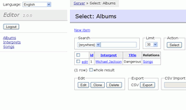 Adminer Editor – zrzut ekranu