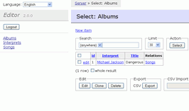 Adminer Editor – screenshot